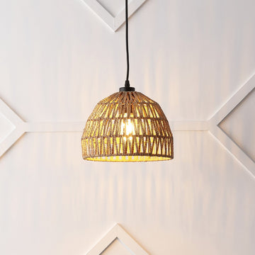 Campana 20" Bohemian Modern Woven Rattan/Iron LED Pendant